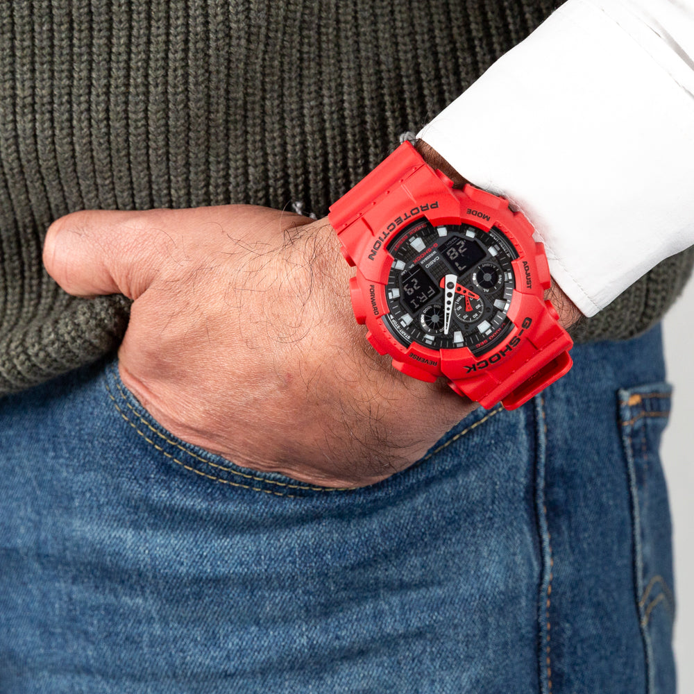 Casio G-Shock GA100B-4A Digital Analog Watch - Shock Resistant & Waterproof for Outdoor Sports, Running, and Hiking