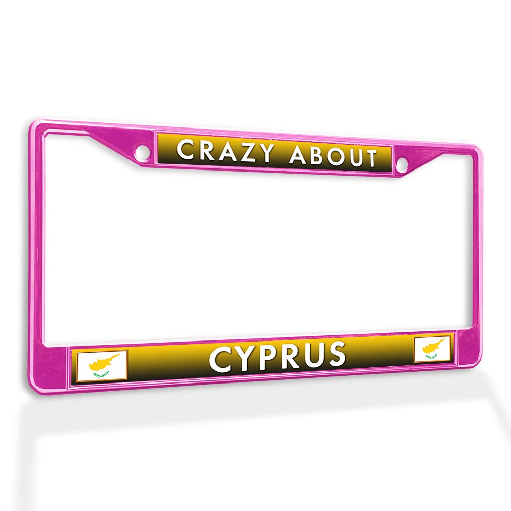 Premium Metal Insert License Plate Frame - Weatherproof Car Accessories for Cyprus Lovers (Hot Pink, 2 Holes) - Perfect for Car Enthusiasts & Travel Souvenirs