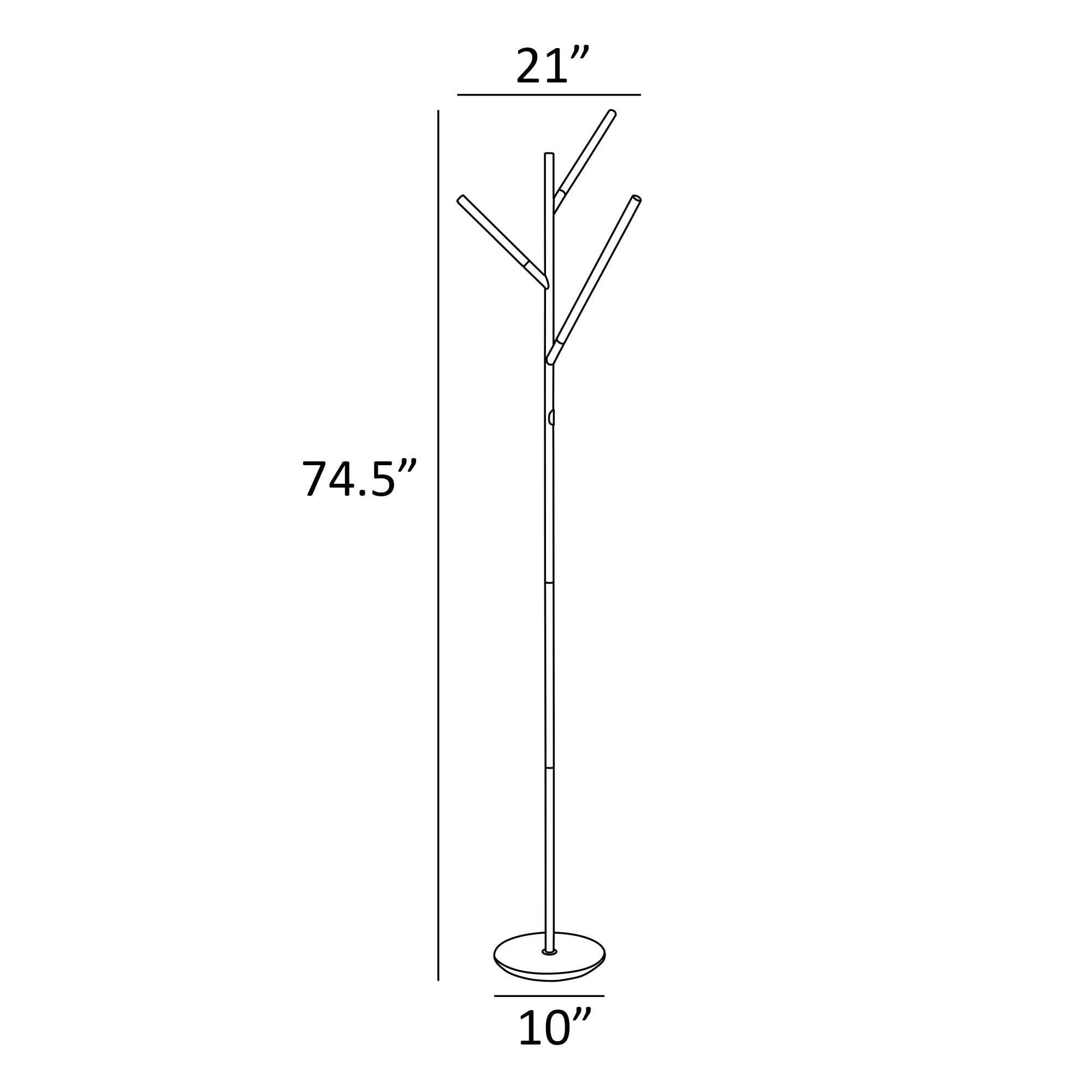 Modern Silver Metal LED Tree Floor Lamp - 74.5