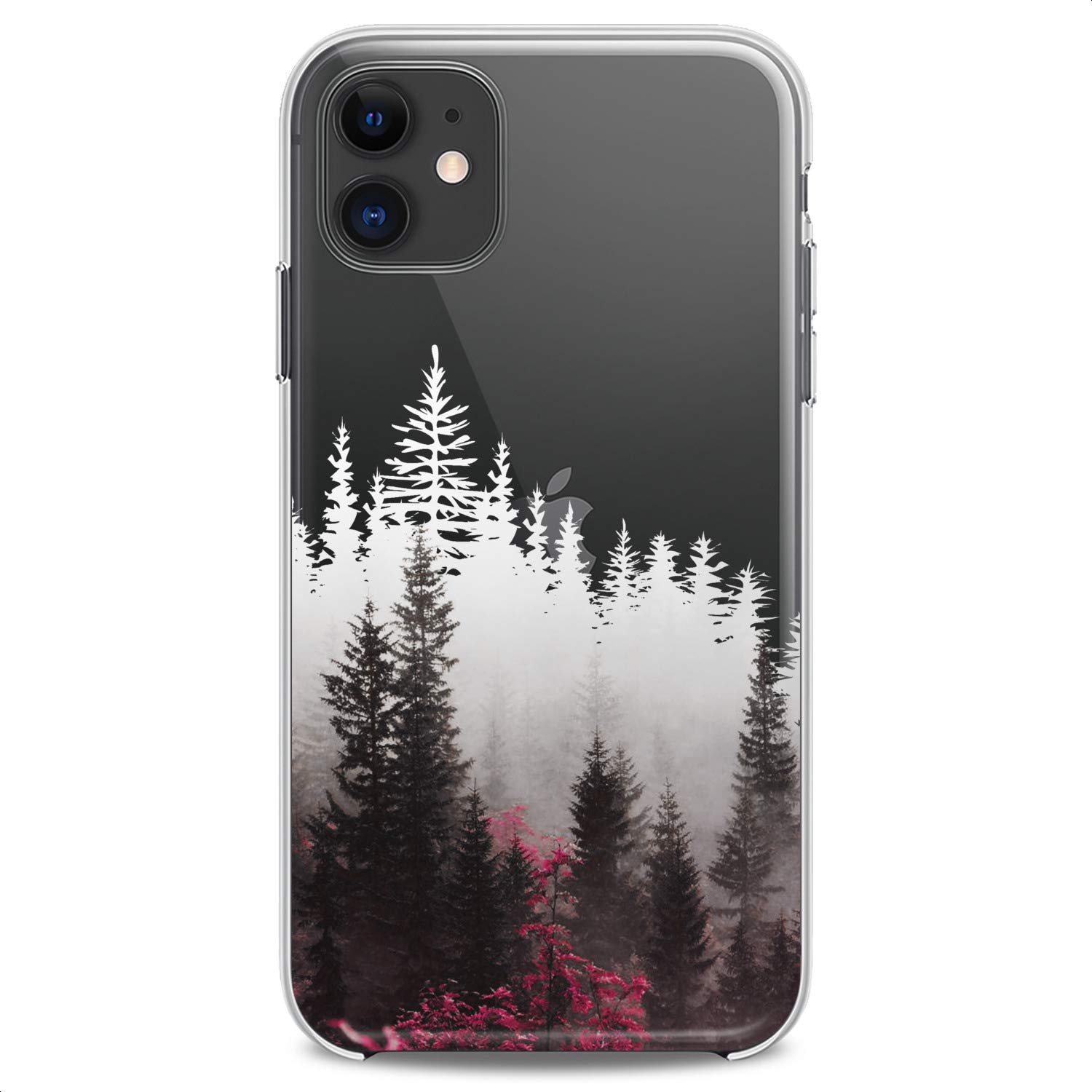 Premium Flexible TPU Phone Case for iPhone 16/15/14/13/12/11 Pro Max/Plus/Mini/XS/XR/X/8+/7/6/5/SE - Colorful Nature Print with Red Forest & White Plants Design - Slim Protective Silicone Cover for Teens & Girls | Perfect for School, Travel & Everyday Use