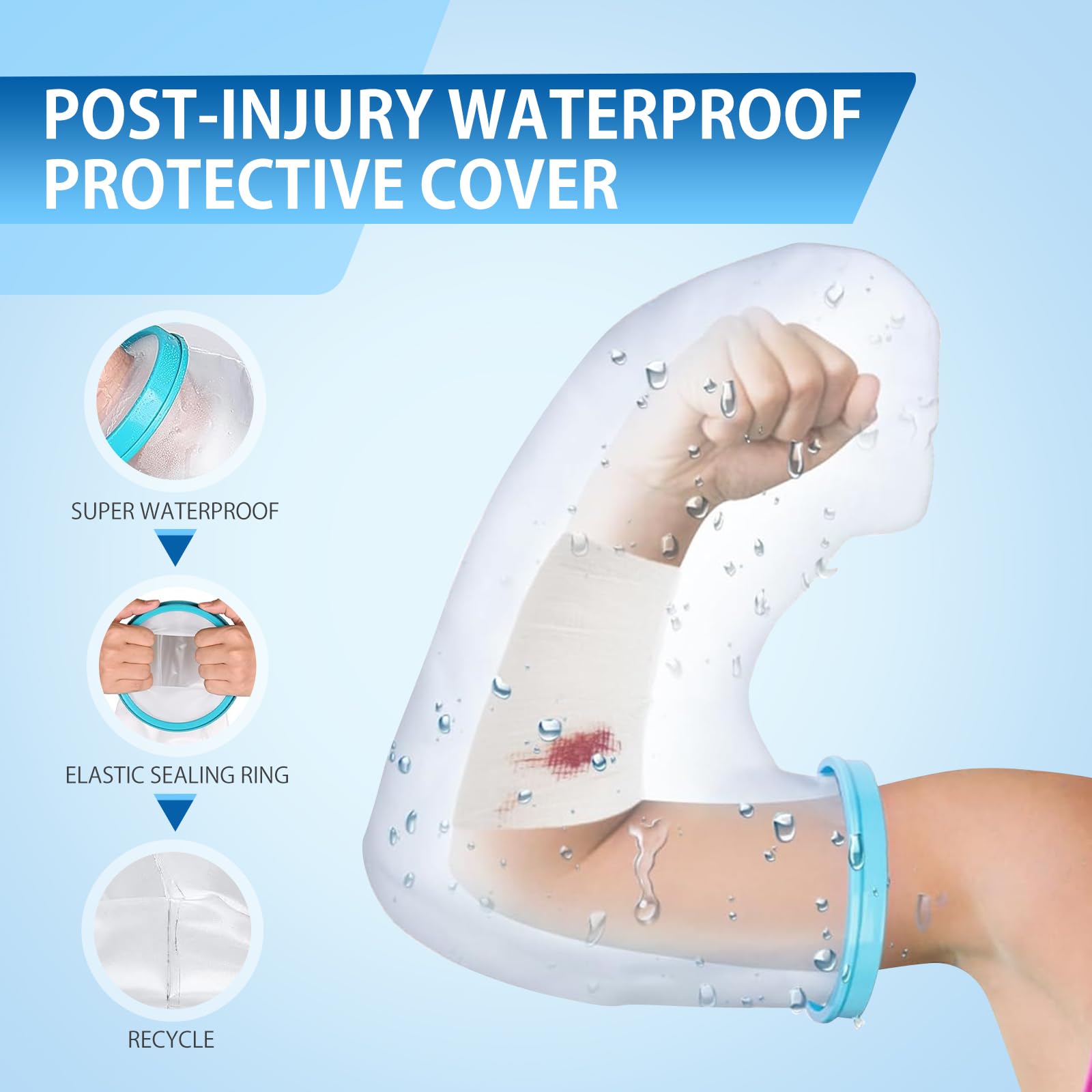 Waterproof Arm Cast Cover for Shower - Soft & Comfortable Cast Protector for Broken Arm, Surgery Recovery, Wounds & Burns - Reusable Medical Shower Sleeve for Daily Use & Post-Op Care