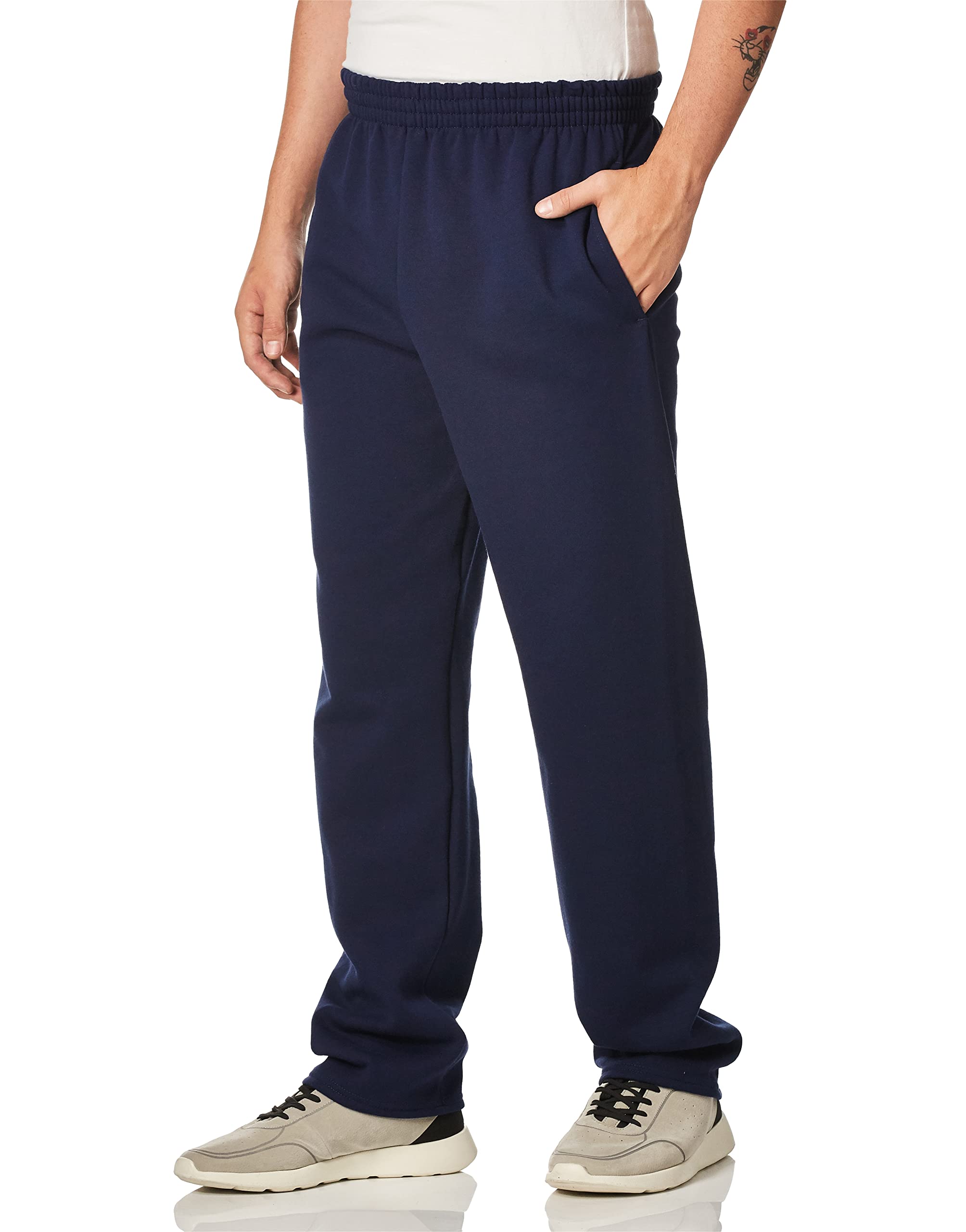 Fruit of the Loom Men's Soft Fleece Sweatpants with Open Bottom - Comfortable Lounge Pants for Relaxing at Home, Gym, or Running Errands