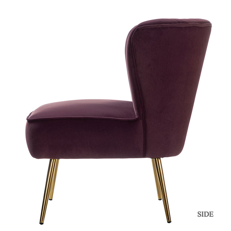 Lola Velvet Side Chair - Modern Upholstered Accent Chair for Living Room, Bedroom & Office - Soft Velvet Fabric with Sturdy Wooden Legs - Perfect for Dining, Lounge & Home Decor