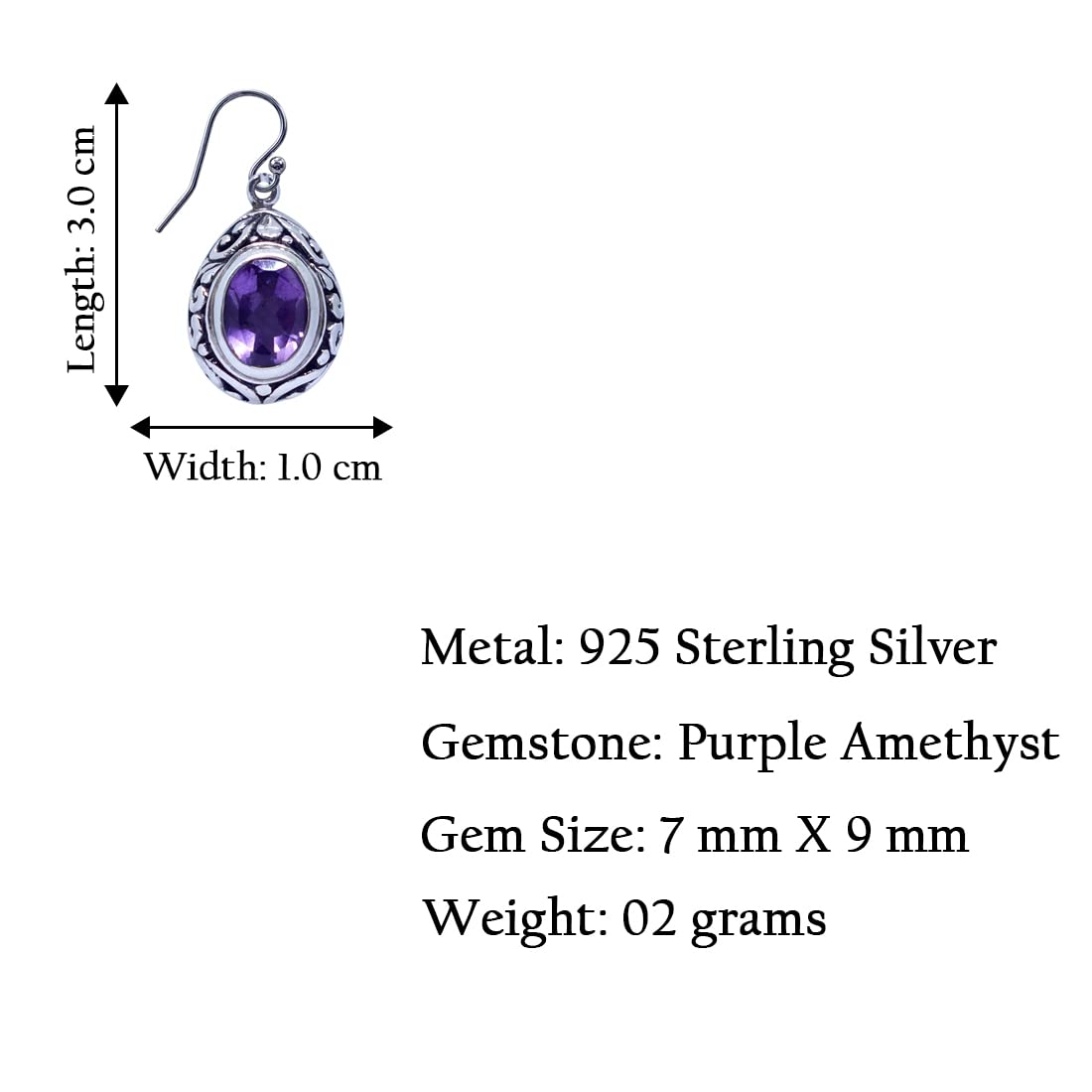 Handmade 925 Sterling Silver Purple Amethyst Gemstone Filigree Drop Dangle Earrings for Women | Unique Tribal Fashion Jewelry | Perfect for Boho Chic, Wedding & Special Occasions