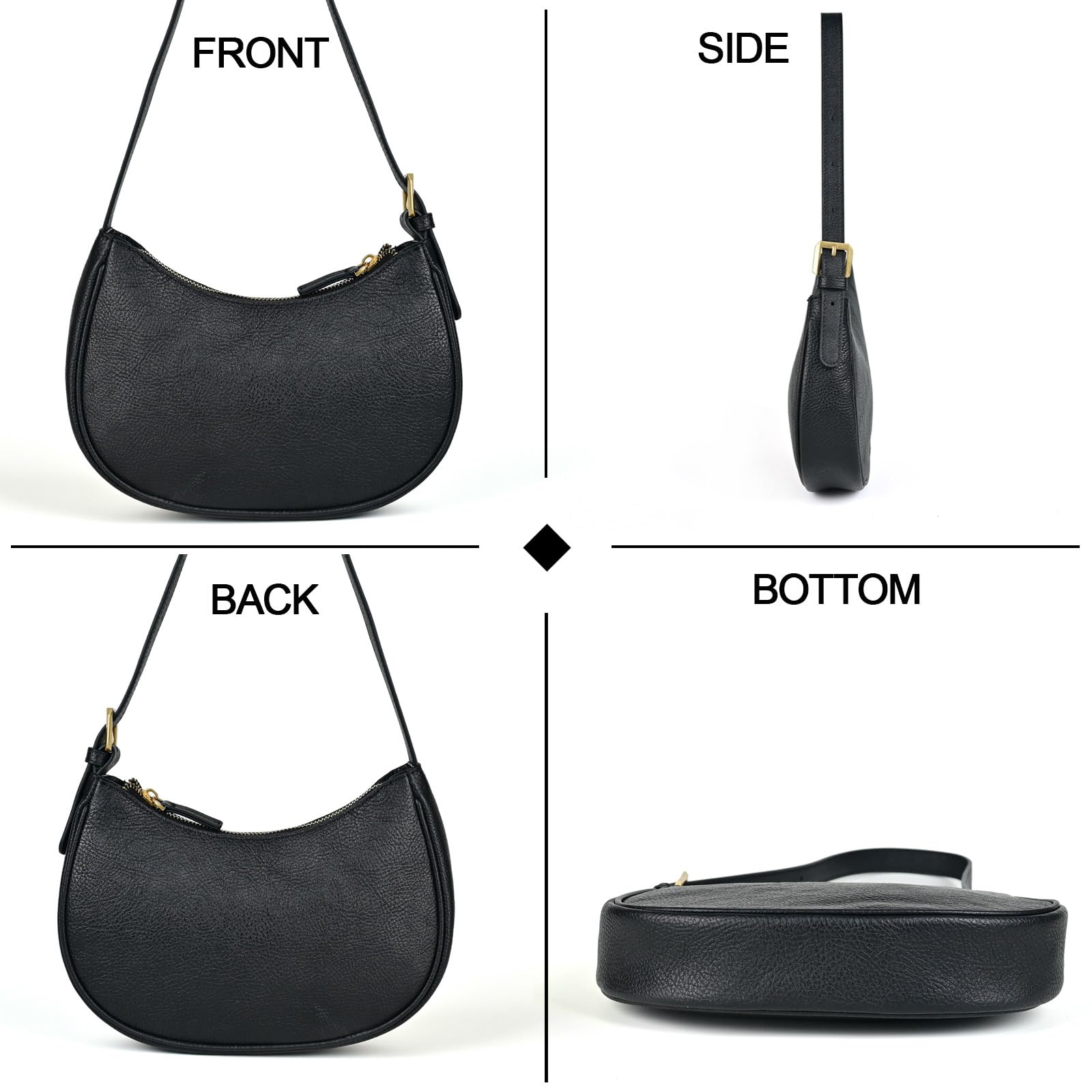 Genuine Leather Shoulder Bag for Women - Mini Clutch Purse, Tote & Crossbody Handbag with Zipper Closure | Perfect for Work, Travel & Evening Events