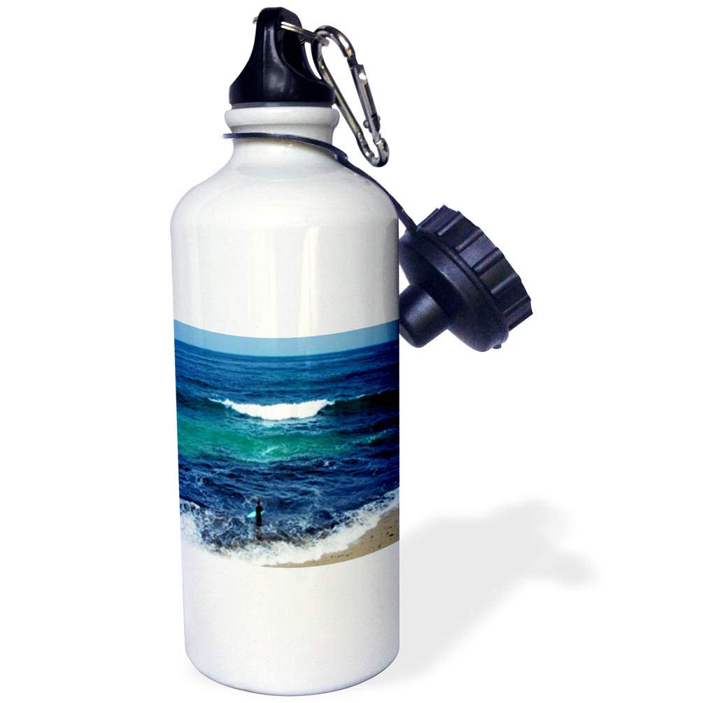 3D Rose Surfer in Hawaiian Waves Sports Water Bottle - 21oz Insulated Stainless Steel Water Bottle with Lid - Perfect for Surfing, Beach, Gym & Outdoor Activities