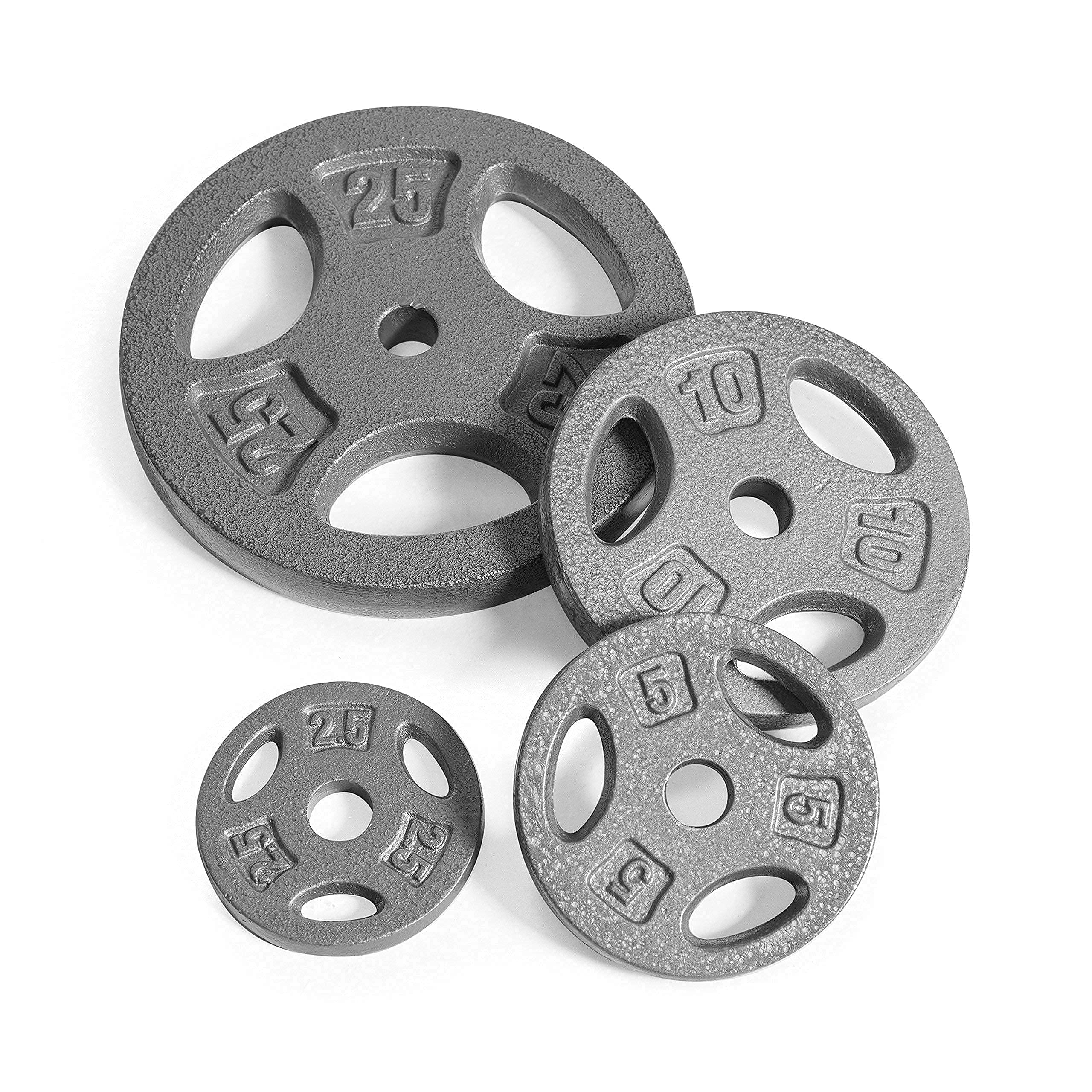 WF Athletic Supply 1-Inch Cast Iron Standard Grip Weight Plate - 5LB to 45LB Options for Strength Training & Home Gym (Charcoal/Gray) - Perfect for Powerlifting, CrossFit & Weightlifting Workouts