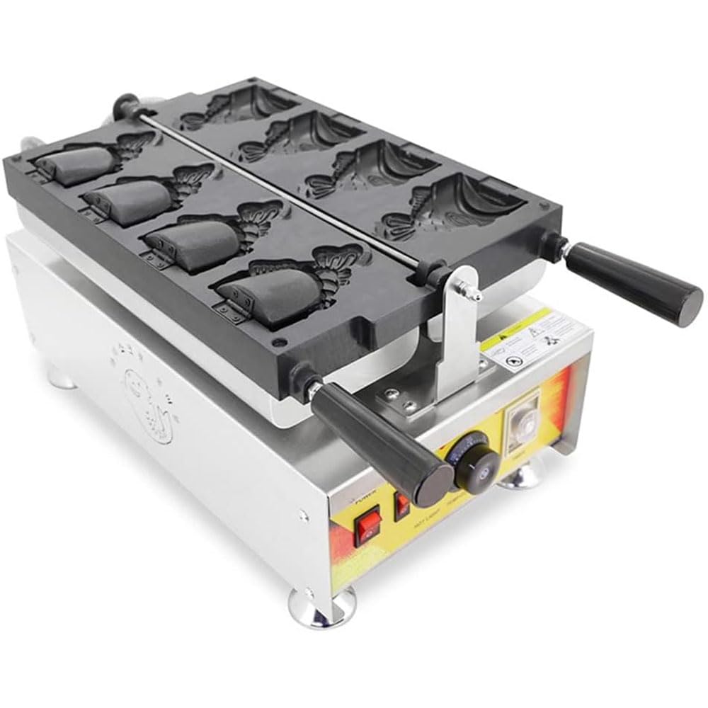 Commercial Electric Open Mouth Fish Shape Taiyaki Maker - Waffle Cone & Ice Cream Machine - 110V for Bakeries, Cafes & Dessert Shops - Perfect for Making Japanese Taiyaki, Waffle Cones & Sweet Treats