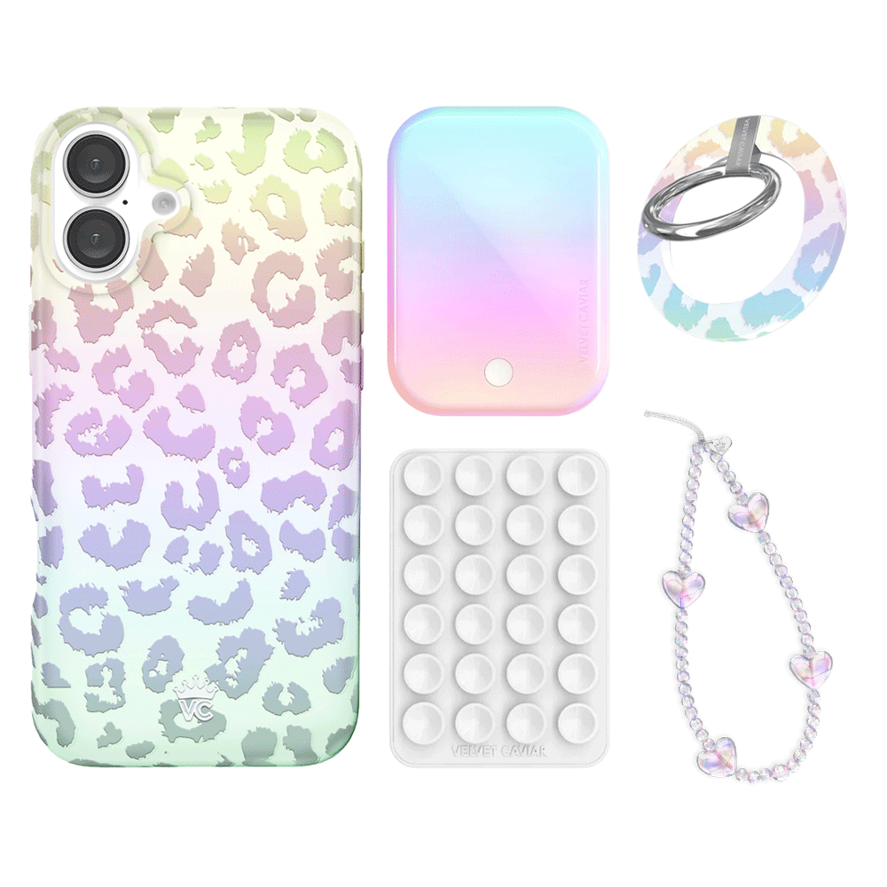 White Opal Leopard iPhone Case with Grip - Stylish Protective Phone Cover for iPhone 13/14/15 Pro Max - Perfect for Work, Travel & Everyday Use