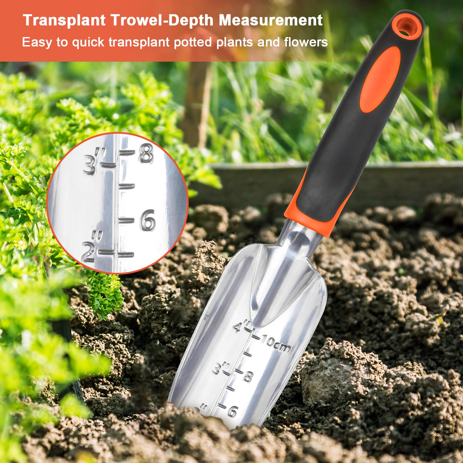 **3-Piece Heavy Duty Garden Tools Set - Aluminum Alloy Shovel, Trowel & Hand Rake with Ergonomic Handle for Planting, Weeding & Lawn Care - Ideal for Home Gardening, Landscaping & Outdoor Activities**