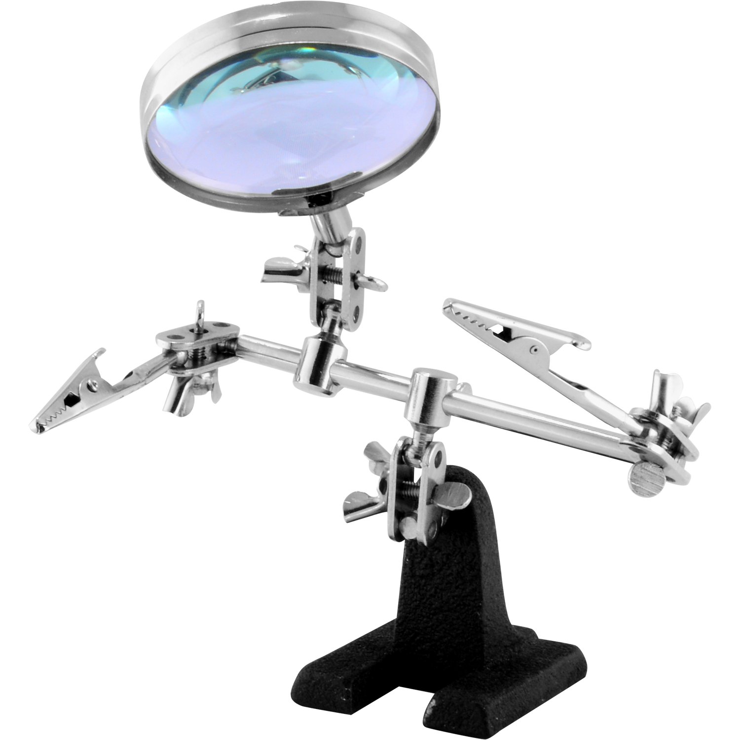 Premium Helping Hand Magnifier with LED Light - 5X Magnifying Glass for Jewelry Making, Watch Repair, Soldering & Hobby Work - Adjustable Clamp Stand with Alligator Clips for Hands-Free Precision Tasks
