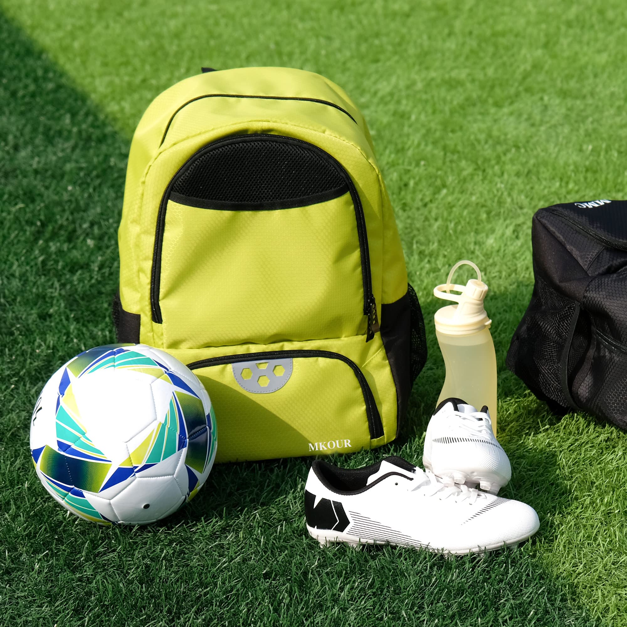 Mkour Soccer Backpack - Waterproof Sports Bag for Football, Basketball & Volleyball with Ball Compartment & Holder - Perfect for Training, Games & Travel