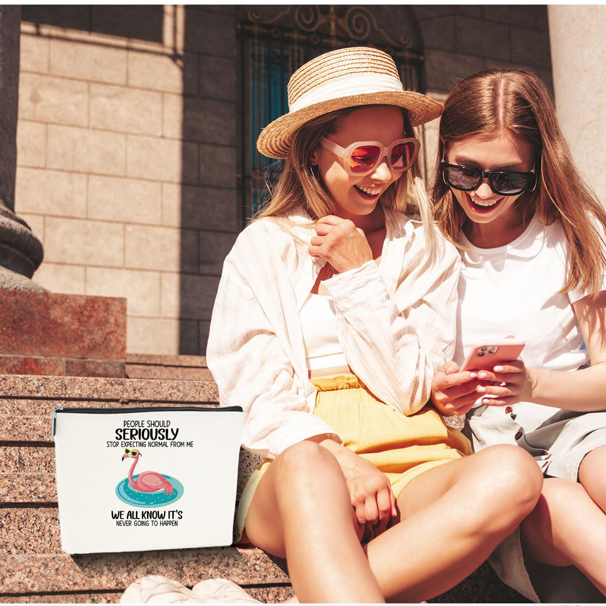 Pink Flamingo Makeup Bag - Funny Cosmetic Bag for Women & Girls | Flamingo Gifts for Mom, Friends, Birthday, Christmas, Beach Trips | Perfect for Travel, Parties & Summer Accessories