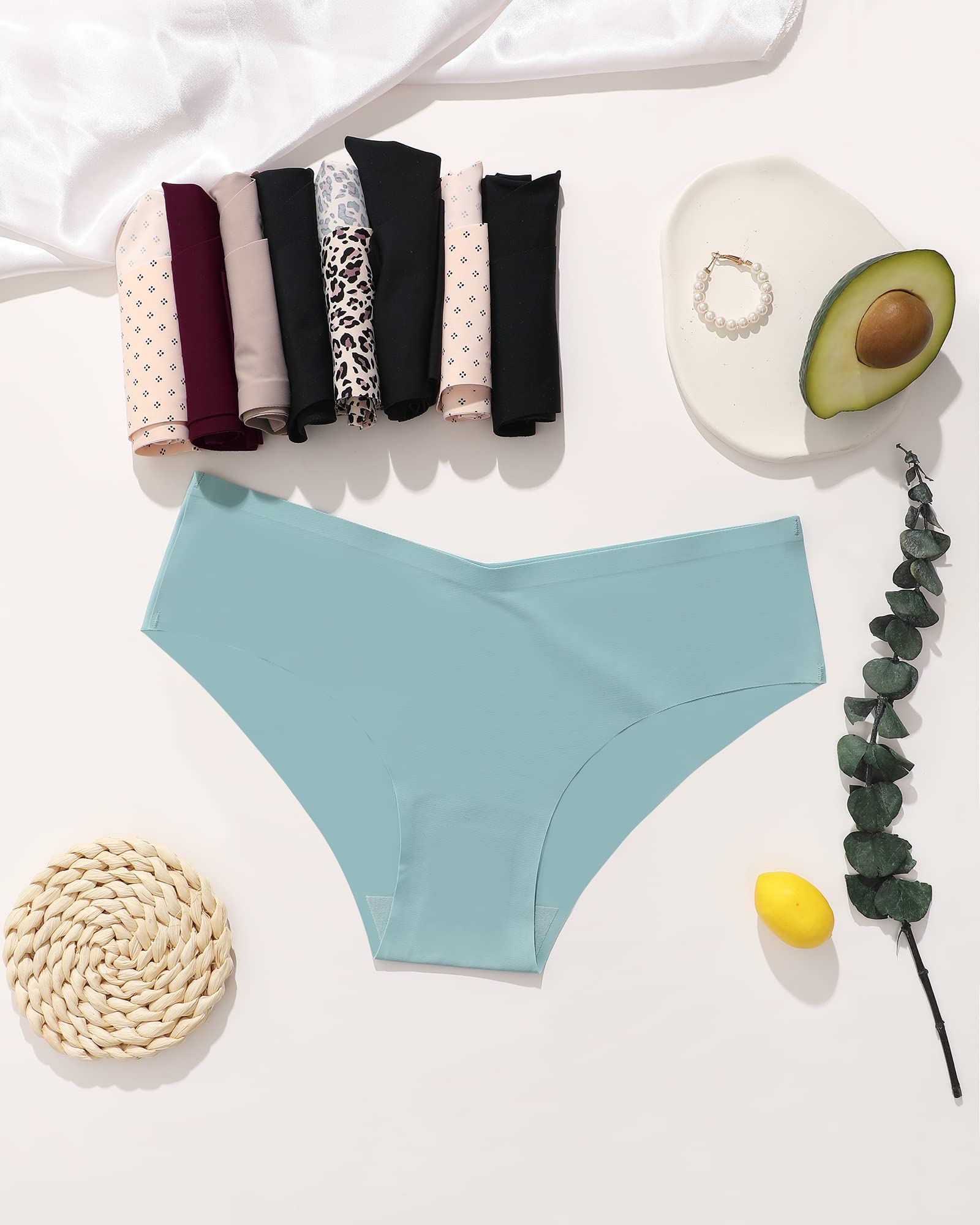 ROSYCORAL Women's Seamless Bikini Panties - Soft Stretch No Show Underwear, Invisible Briefs, Cheeky Hipster (9 Pack, XS-L) - Perfect for Yoga, Travel & Everyday Comfort