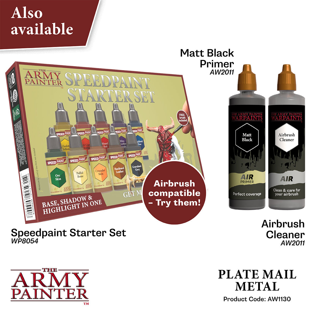 Warpaints Air Metallics: Plate Mail Metal Paint - High-Quality Metallic Acrylic Paint for Miniatures & Models - Perfect for Warhammer, D&D, and Tabletop Gaming