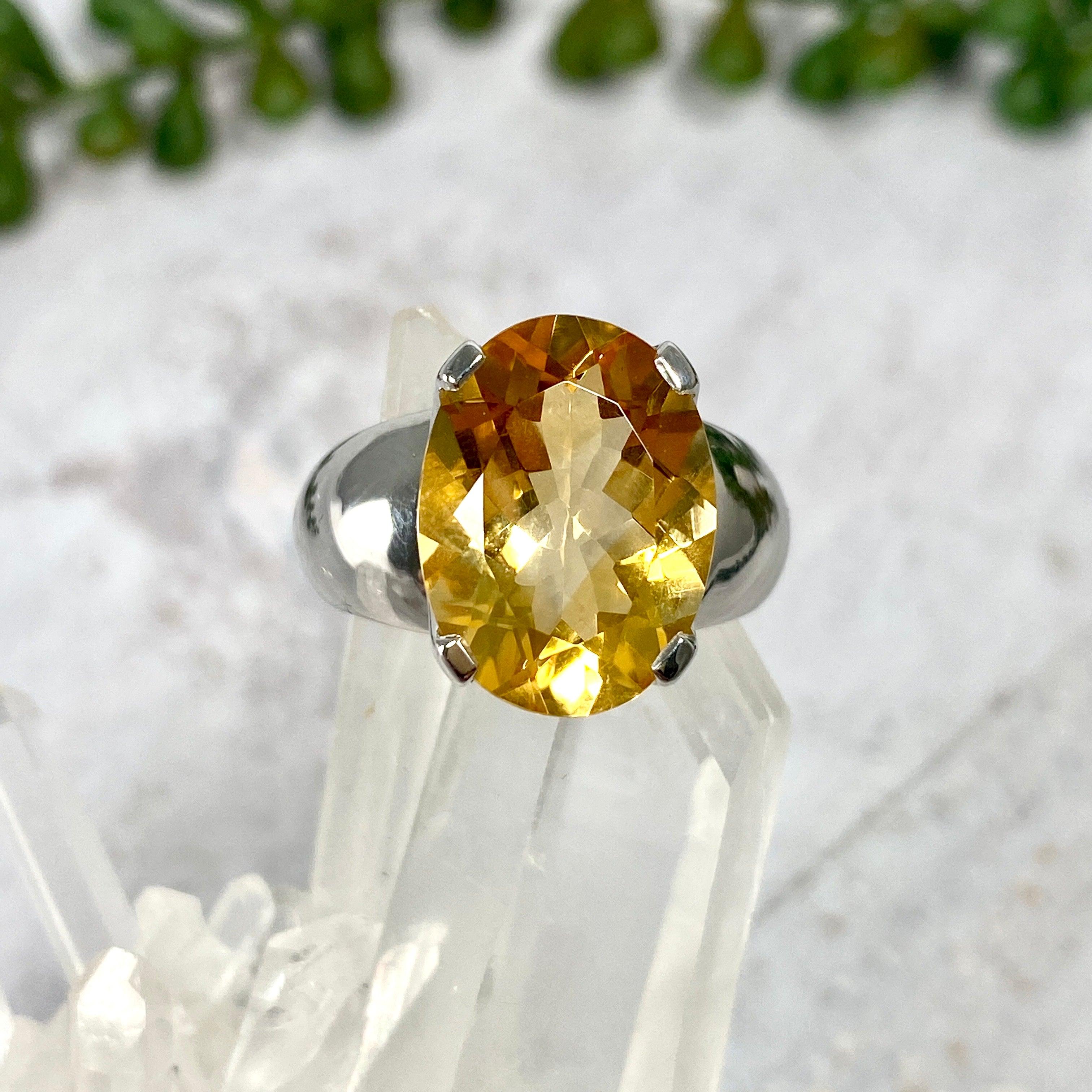 Citrine Oval Cut Ring Size 8 - 925 Sterling Silver Gemstone Jewelry for Women, Perfect for Weddings, Parties & Everyday Wear