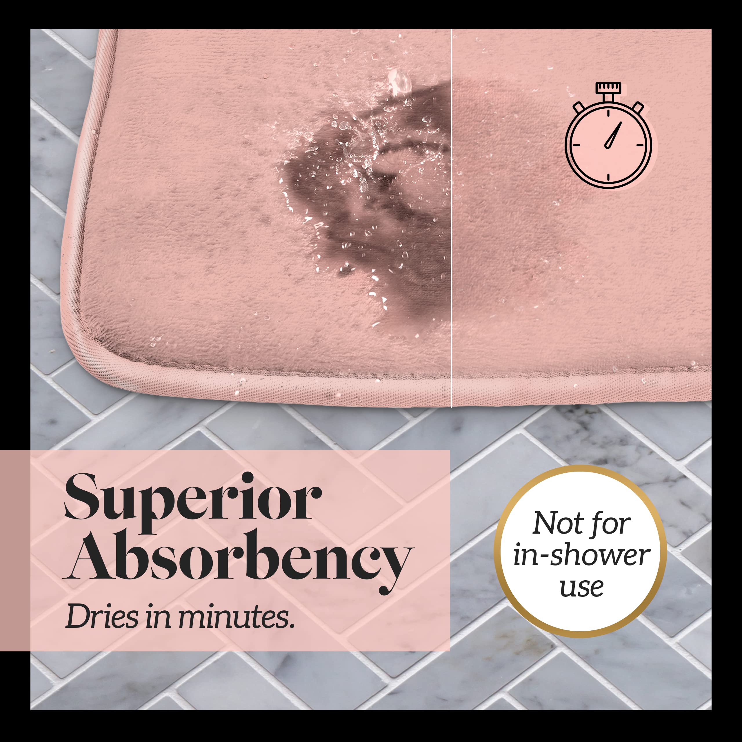 Genteele Memory Foam Bath Mat - Non Slip Absorbent Super Soft Velvet Bathroom Rug (60