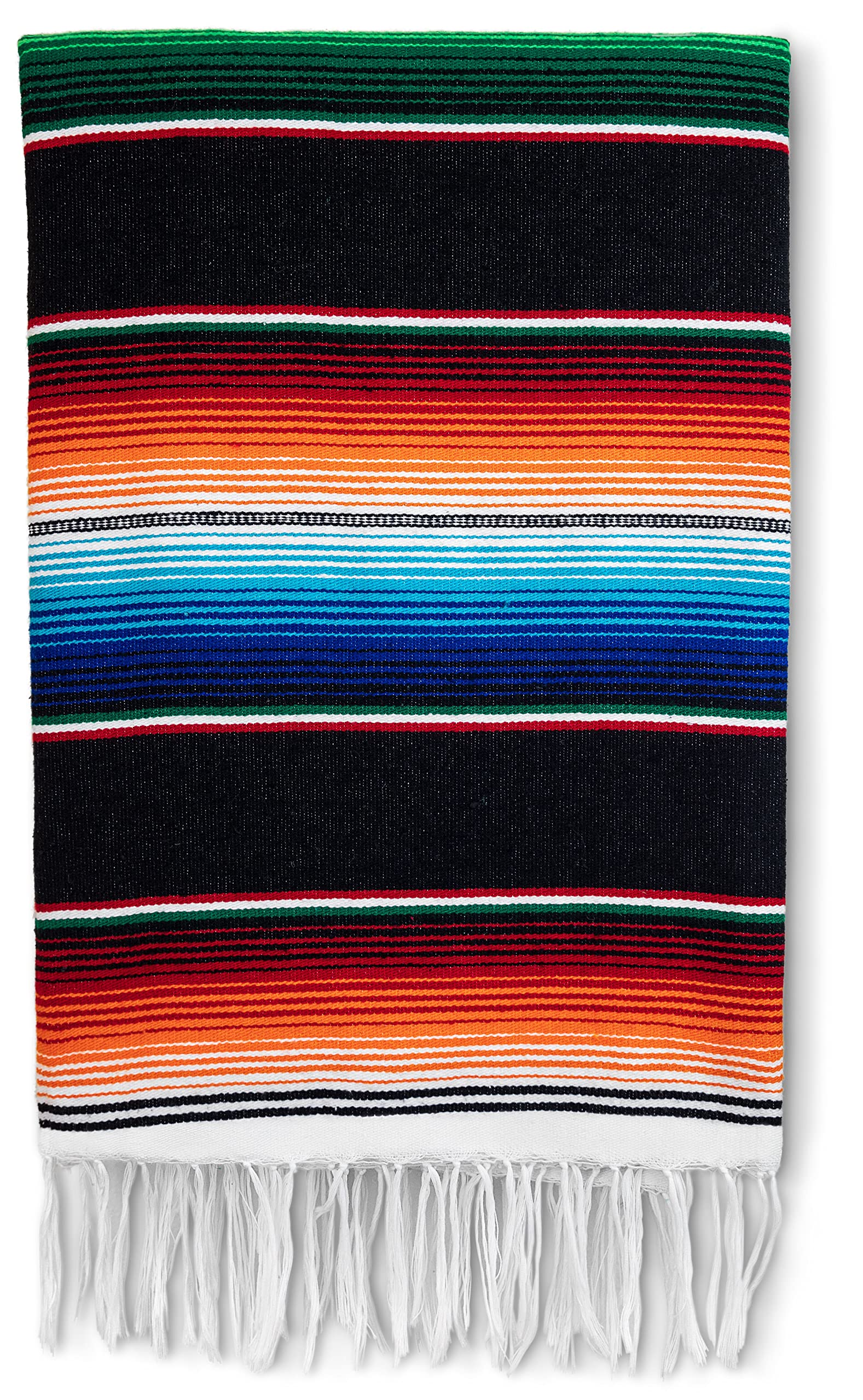 Authentic Handwoven Mexican Falsa Blanket - Premium Yoga & Saddle Blanket | Traditional Mexican Artisan Crafted | Perfect for Beach, Picnic, Camping, Car & Outdoor Use