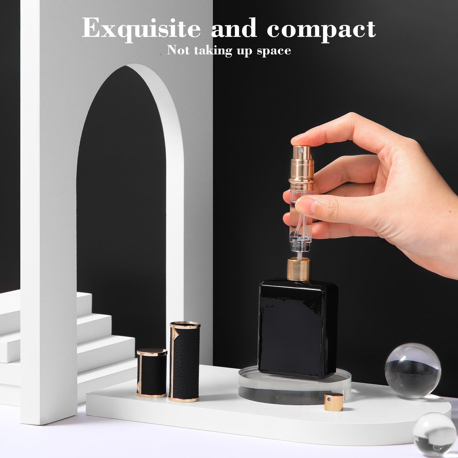 Premium 5ml Refillable Perfume Atomizer - Leak-Proof Travel Perfume Bottle with Luxury Dispenser Pump for Women & Men | Perfect for Airplane Carry-On, Gym Bag, and On-the-Go Fragrance Touch Ups