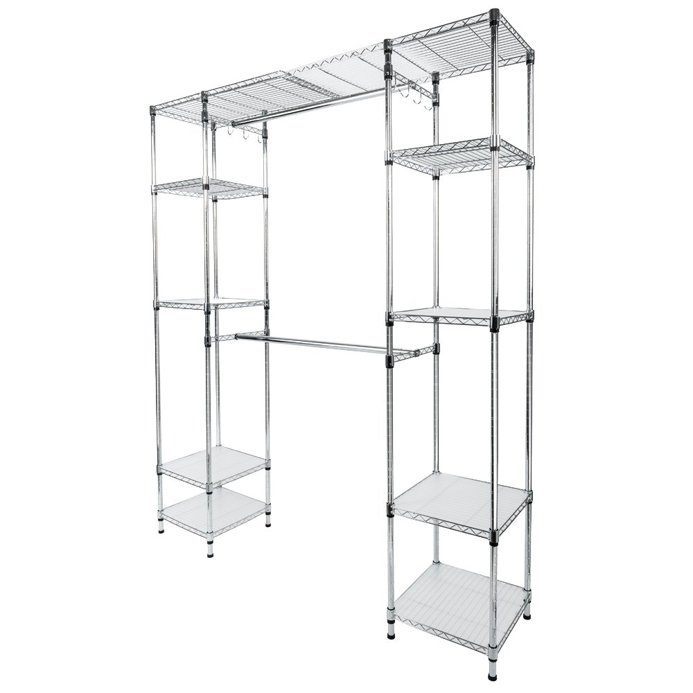 GUOXY Custom Closet Organizer System - Expandable Metal Shelves & Storage Rack Kit for Clothes, Shoes & Accessories | Perfect for Bedroom, Walk-in Closet & Small Space Organization