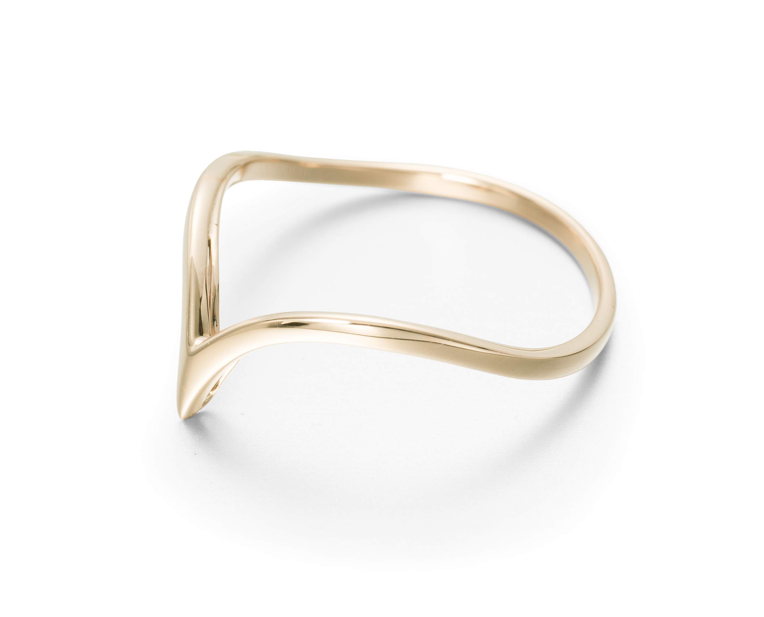 Majade 14K Yellow Gold Chevron Wedding Band for Women - Handmade Solid Gold Engagement Ring, Minimalist V-Shaped Triangle Ring, Plain Gold Jewelry for Everyday Wear & Special Occasions