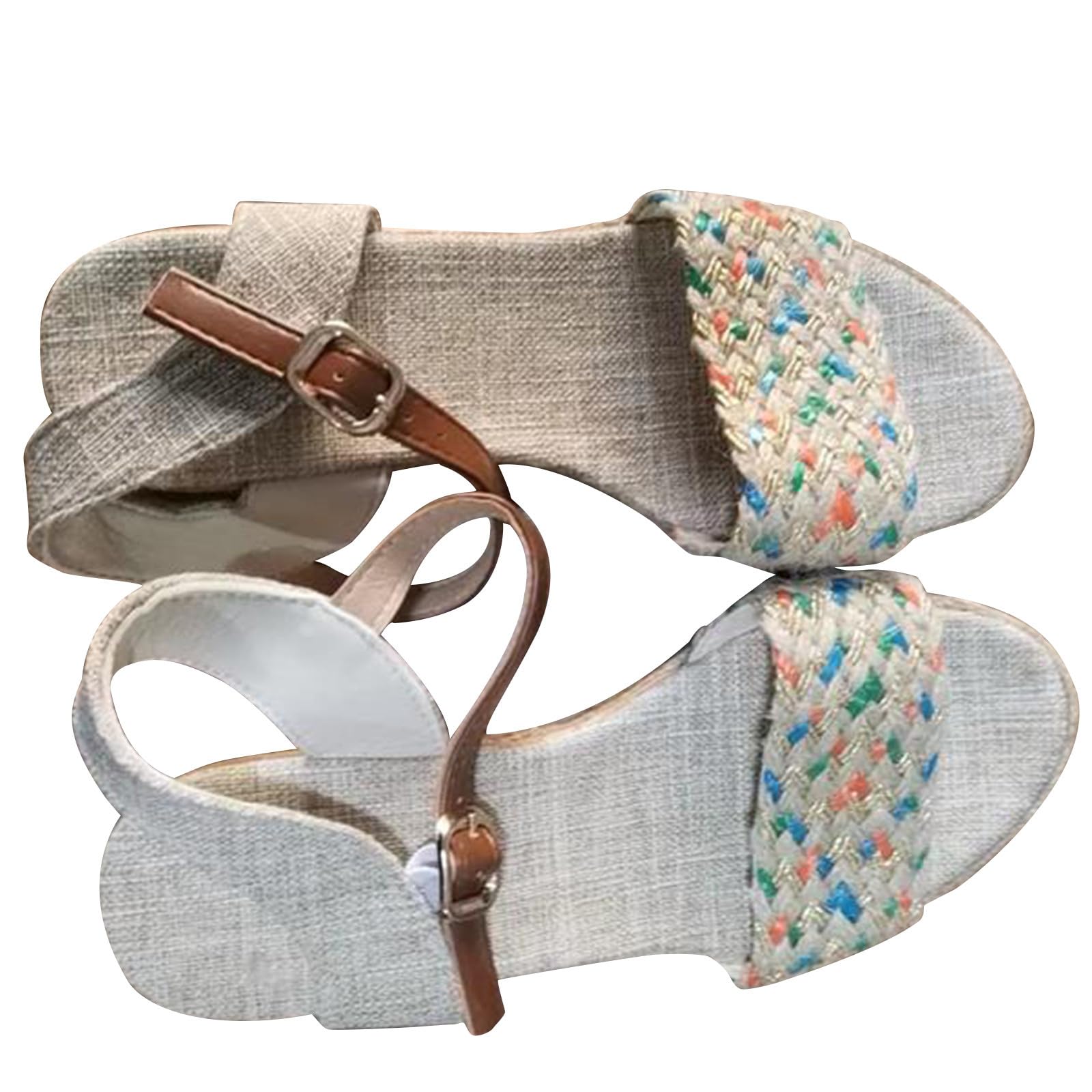 Oelaio Women's Summer Wedge Fish Mouth Roman Sandals - Comfortable Size 7 Beach Sandals for Women | Perfect for Vacation, Poolside & Casual Outfits