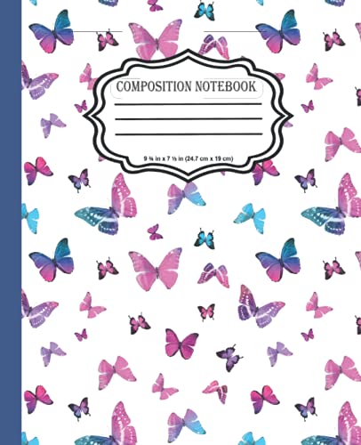 Butterfly Composition Notebook - Wide Ruled Journal 7.5