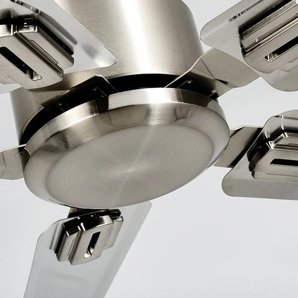 5-Blade Silver Metallic Industrial Ceiling Fan with Remote Control - Perfect for Warehouse, Garage, and Workshop Cooling