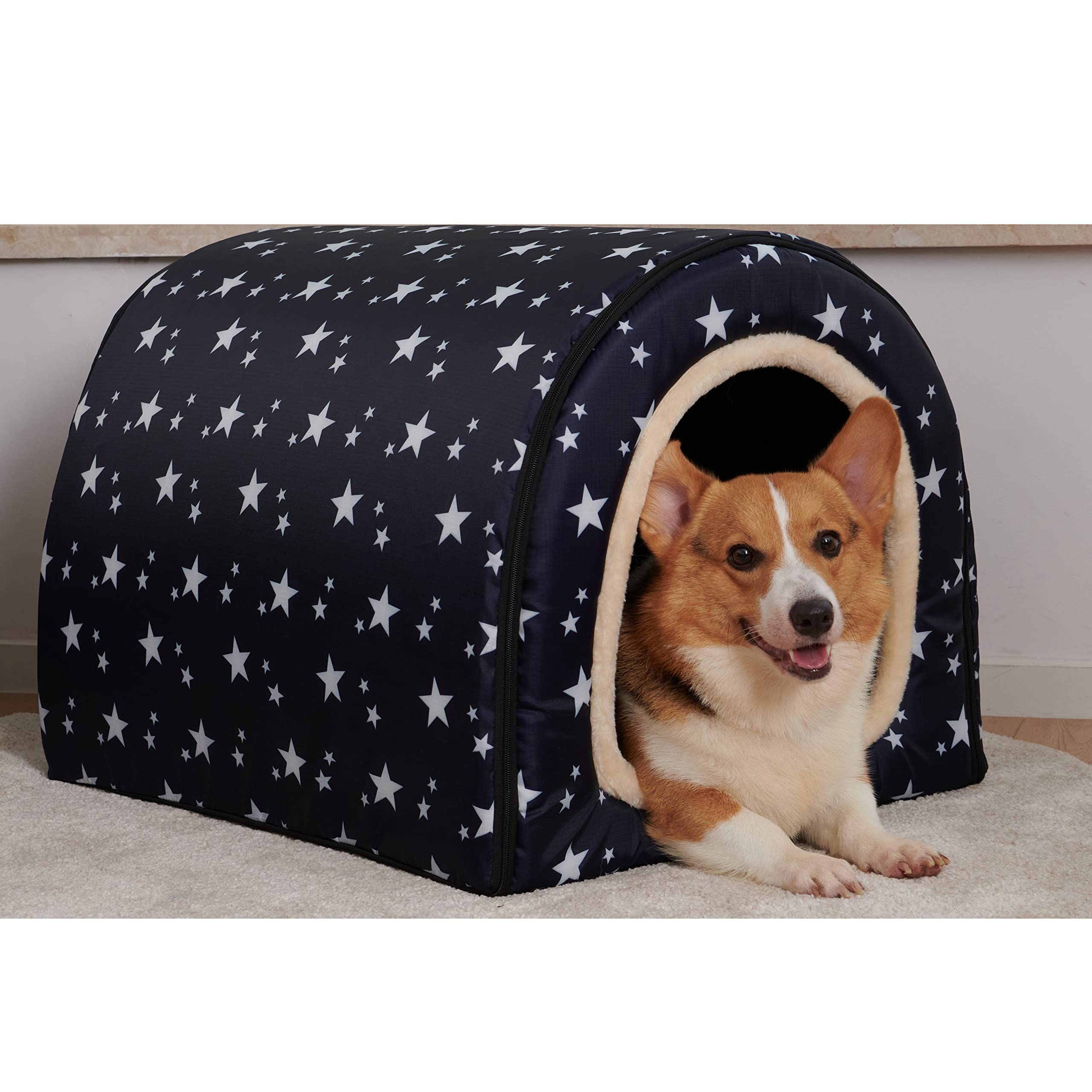 Premium Orthopedic Dog Bed for Extra Large Dogs - 2-in-1 Indoor Pet House with Fluffy Mat, Removable Washable Cover, Waterproof & Non-Slip Bottom - Ideal for Senior Dogs & Joint Pain Relief - Perfect for Living Room, Bedroom or Kennel Use (3XL Star Size)