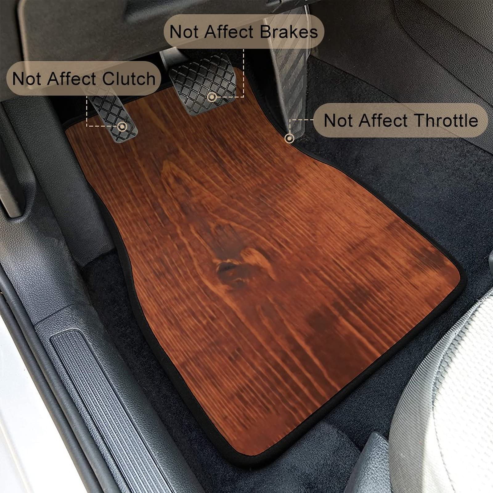 Premium 4-Piece Wood Grain Car Floor Mats - Universal Fit for SUV, Sedan, Truck & Van - All-Weather Protection - Non-Slip Auto Carpet - Perfect for Daily Commute, Road Trips & Family Travel