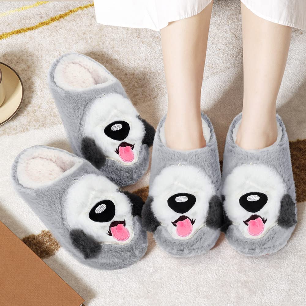 Cozy Fuzzy Animal Slippers for Women & Kids - Non-Slip Memory Foam Indoor House Shoes | Cute Christmas Slippers (Dog, Puppy, Polar Bear, Reindeer Designs) - Perfect for Winter, Bedroom, Lounge & Gift Giving