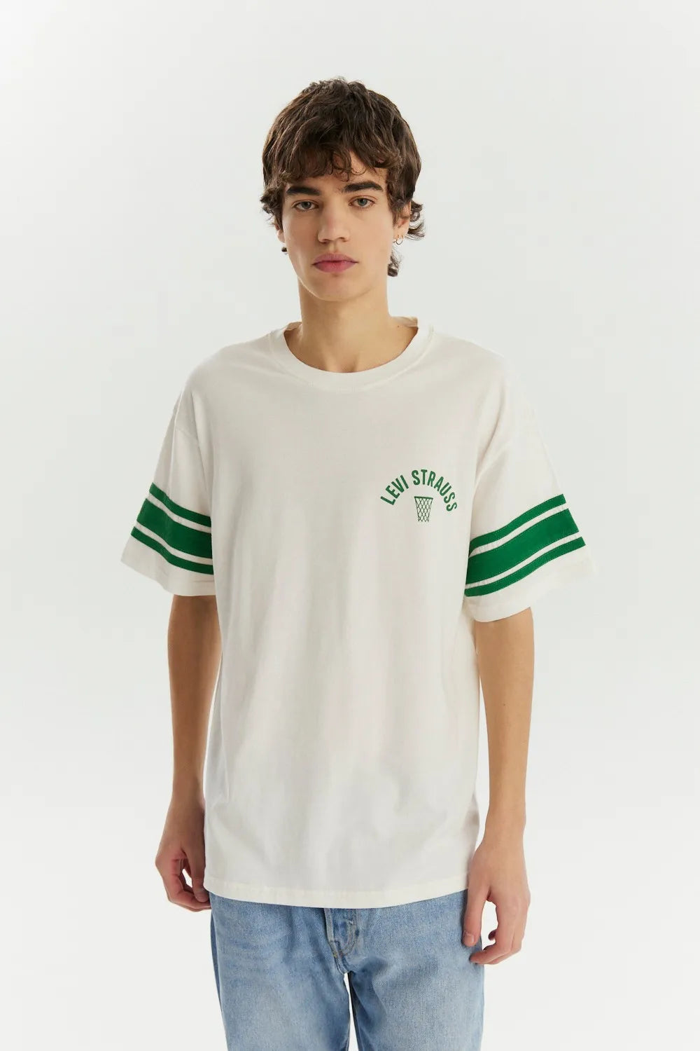 Levi's Vintage Sports T-Shirt for Men - Classic Ecru & Sporting Green Cotton Tee - Perfect for Casual Wear, Gym, and Outdoor Activities