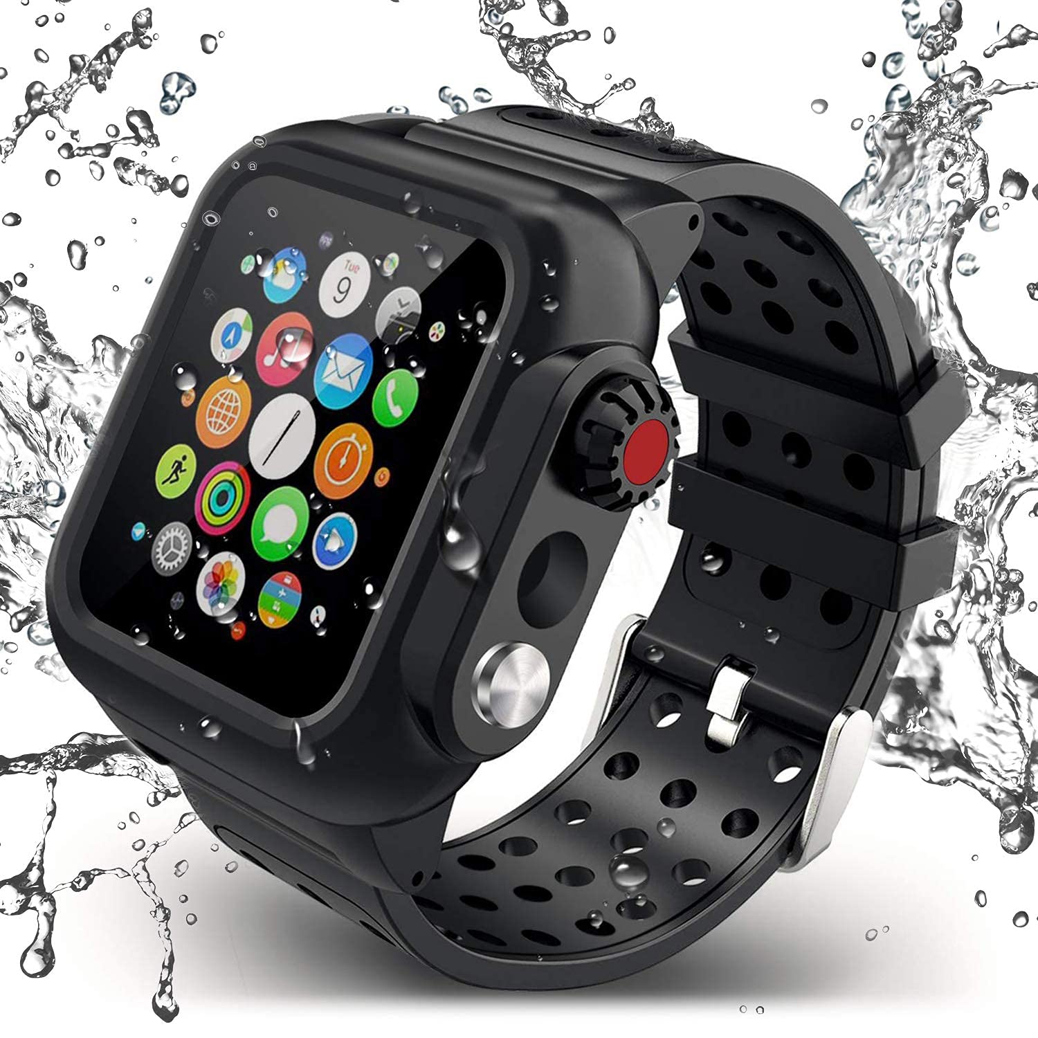 Waterproof Case for Apple Watch Series 3/2 (38mm) - Full Body Protection with Built-in Screen Protector | Shockproof, Scratch Resistant, Impact Proof | Perfect for Swimming, Running & Outdoor Activities