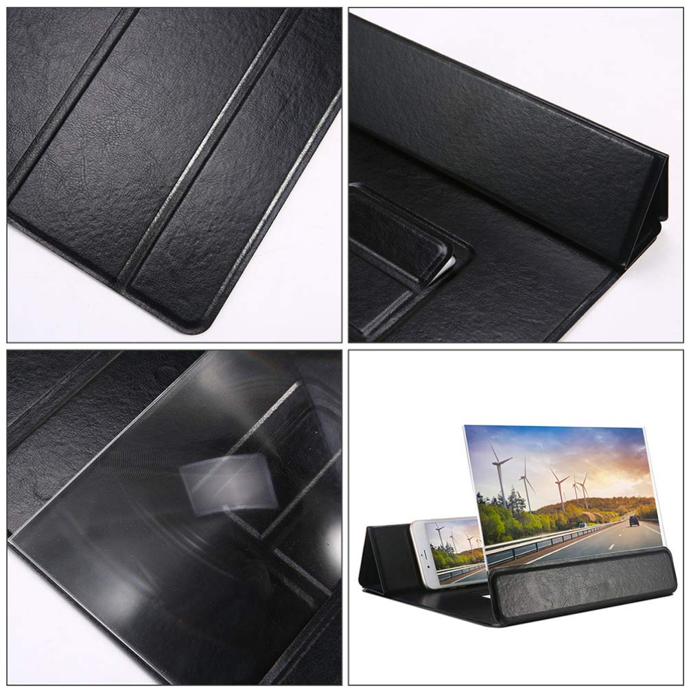 1pc Folding Screen Magnifier for Mobile Phone - 3D Arc Projector Stand with Imitation Leather, Enhances Gaming & Movie Watching Experience - Perfect for Home Entertainment & Travel