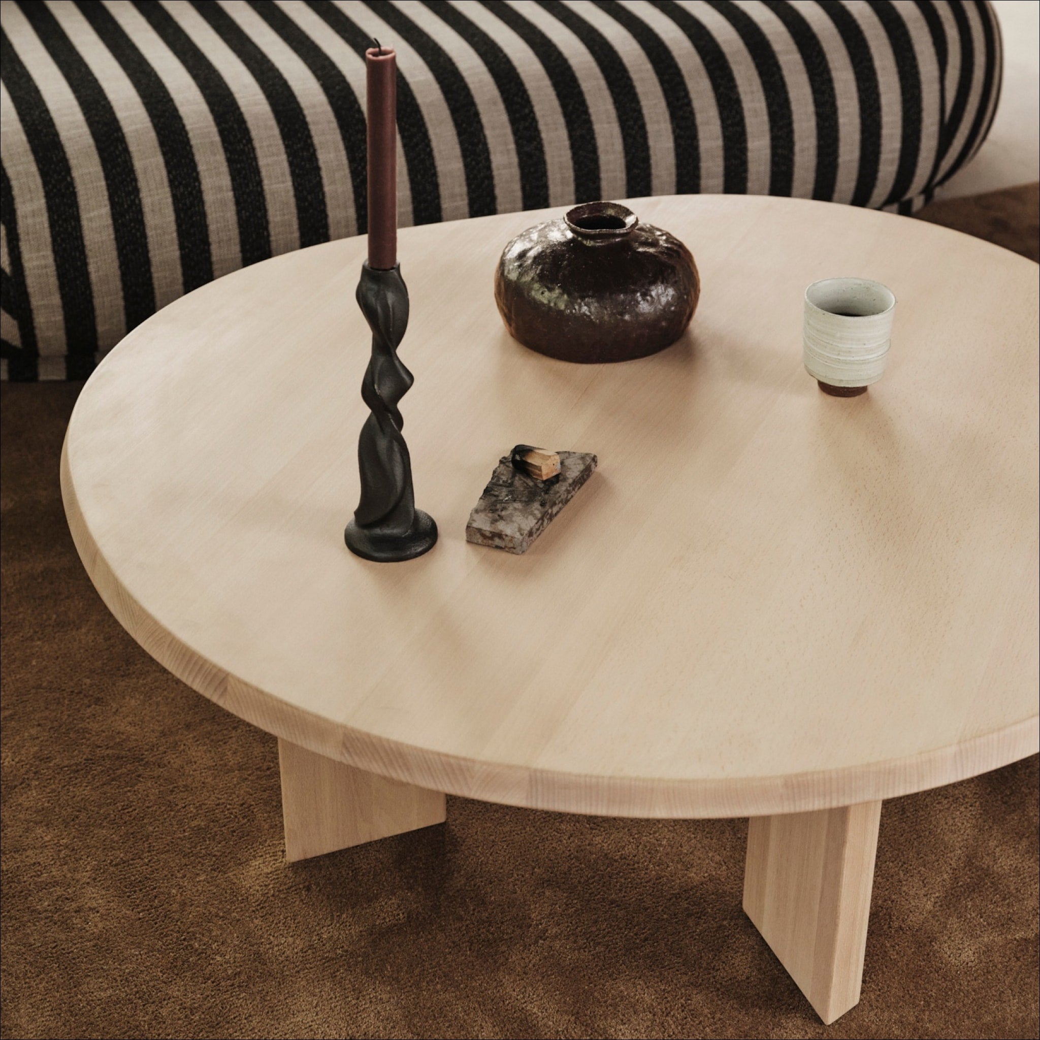 FERM LIVING Tarn Coffee Table - White Oiled Beech Wood Modern Scandinavian Design for Living Room, Lounge & Office Decor