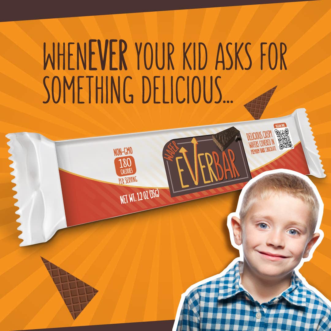 EverBar - Dark'n Crispy Chocolate Bars, 144 Count | Non-GMO Dark Chocolate Wafer Candy | Healthy Bite-Size Snack | Perfect with Coffee, Tea or for On-the-Go | Premium Wafer Chocolate for Office, Travel & Gifts