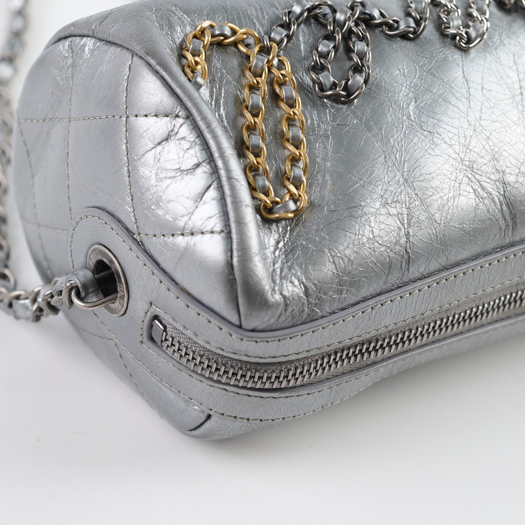 Chanel Signature Bowing Bag - Crumpled Metallic Calfskin Leather Handbag for Women | Luxury Evening Clutch & Party Purse for Special Occasions