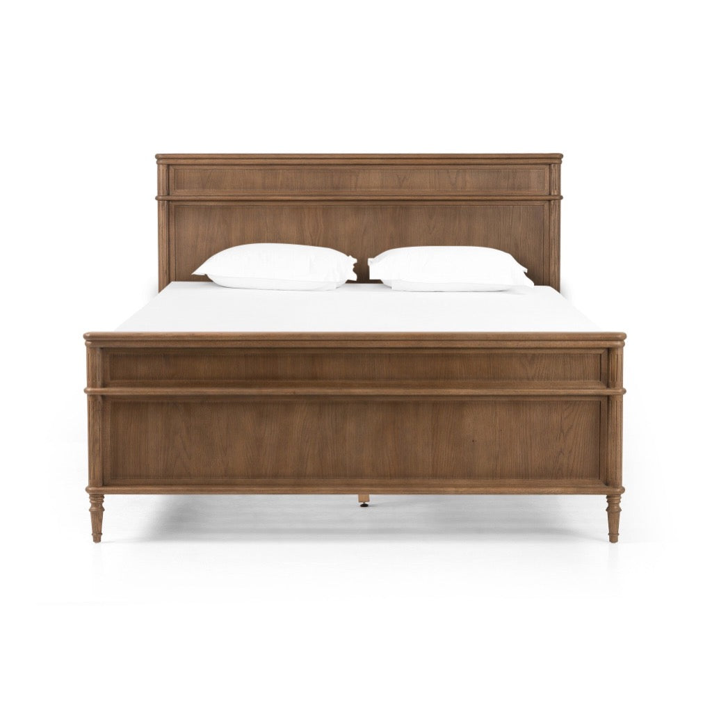 Toulouse Bed Frame - Solid Wood Toasted Oak Veneer - Modern Bedroom Furniture for Home Decor & Relaxation