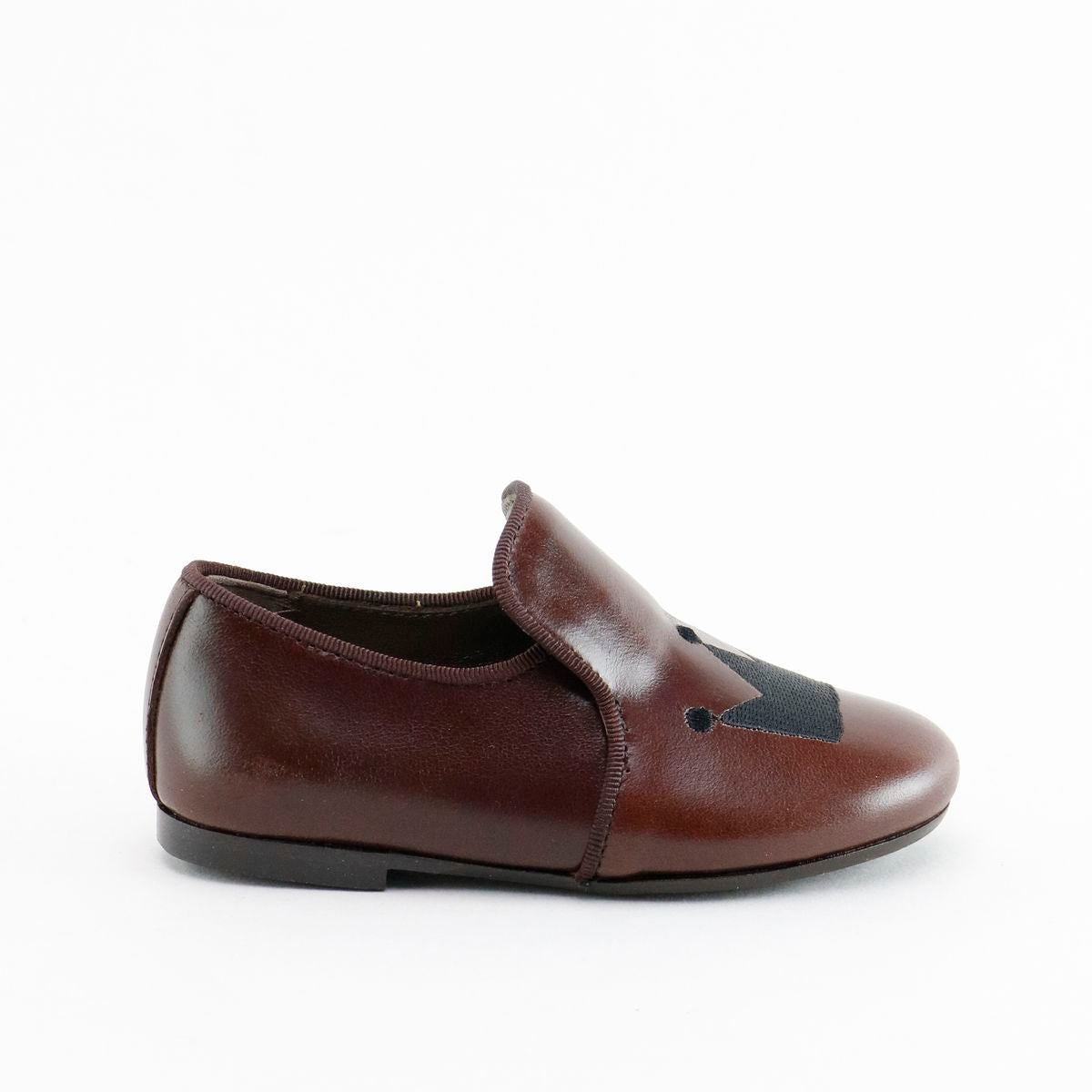 Dark Brown Crown Embroidered Loafers for Men - Premium Slip-On Dress Shoes for Business & Casual Wear - Comfortable Formal Footwear for Office, Wedding & Daily Outfits