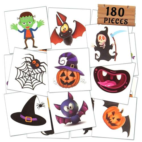 6 Pack Halloween Parachute Toys & 360 Halloween Temporary Tattoos Bundle - Fun Party Favors for Kids, Trick or Treat Gifts, Classroom Prizes & Halloween Festivities