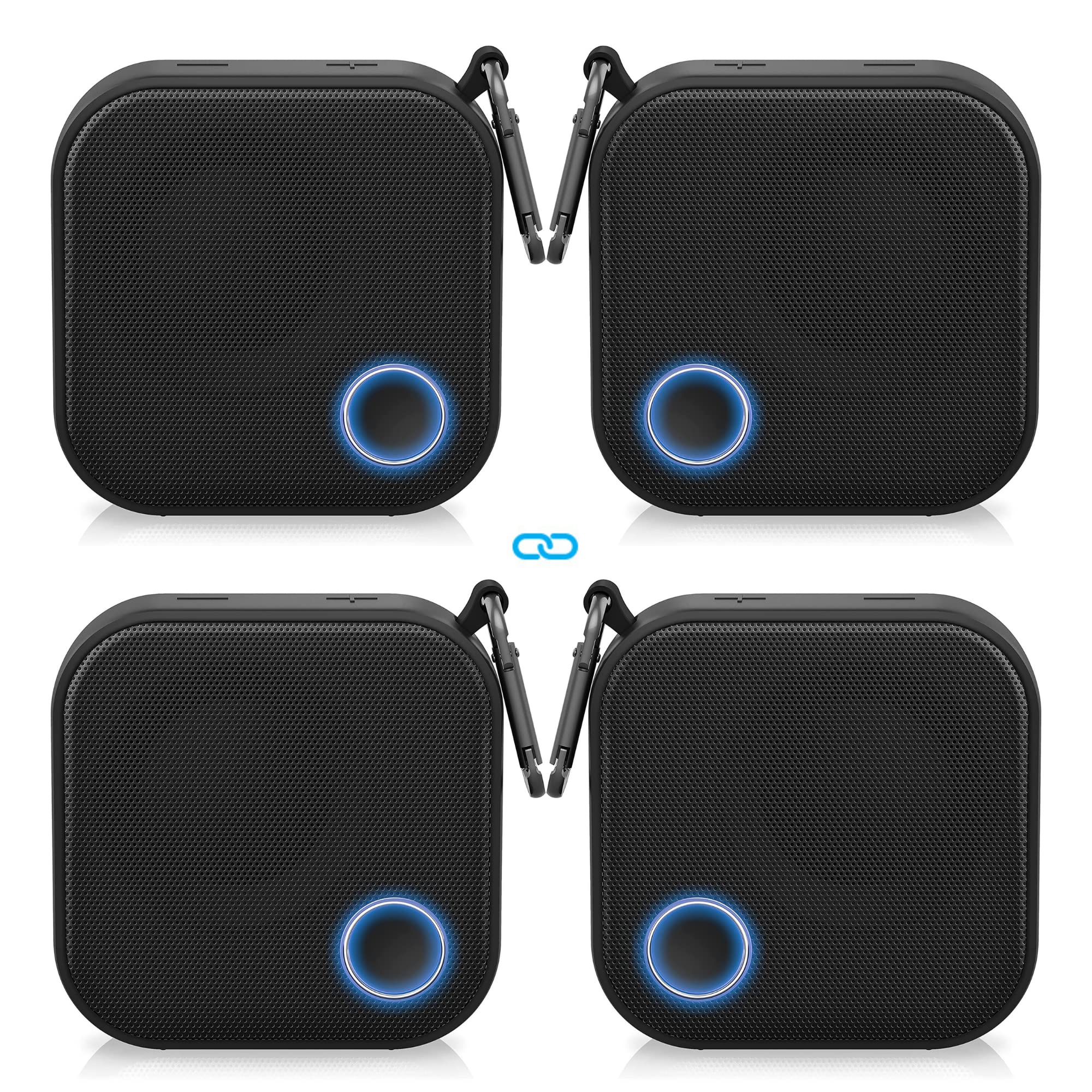 Brookstone Big Blue Go Compact Wireless Bluetooth Speaker - IPX7 Waterproof, 10W Deep Bass, 10HR Playtime | Portable Outdoor Speaker for Beach, Pool, Hiking & Travel with Carabiner Clip & Built-in Mic | Wireless Pairing for Stereo Sound