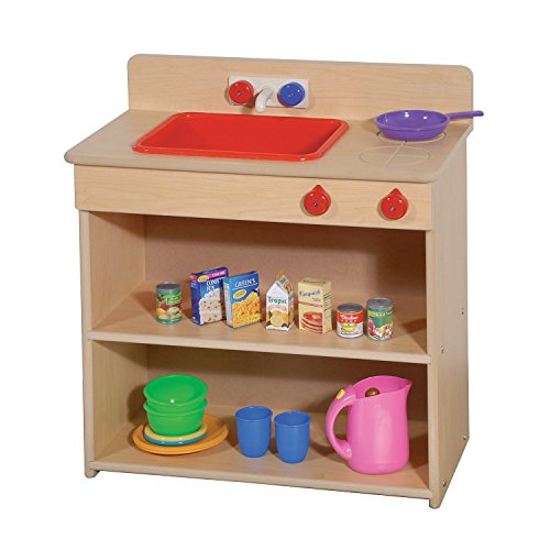 Steffy Wooden 2-in-1 Kitchen Playset & Storage Unit for Kids - Montessori Learning Toy & Pretend Play Furniture for Toddlers (Perfect for Daycare, Preschool & Home Playrooms)