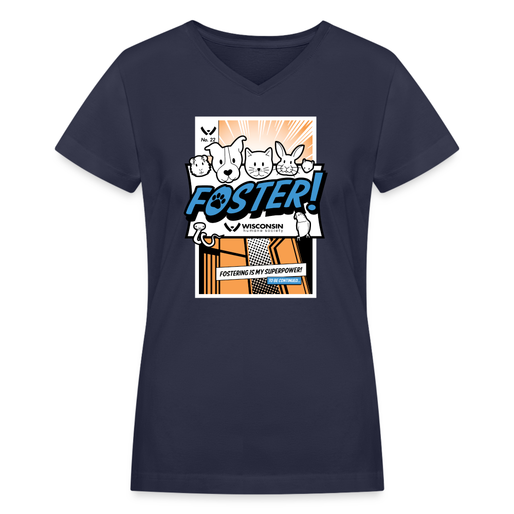 Foster Comic Contoured V-Neck T-Shirt for Men - Soft Cotton Graphic Tee for Casual Wear, Gaming & Pop Culture Fans