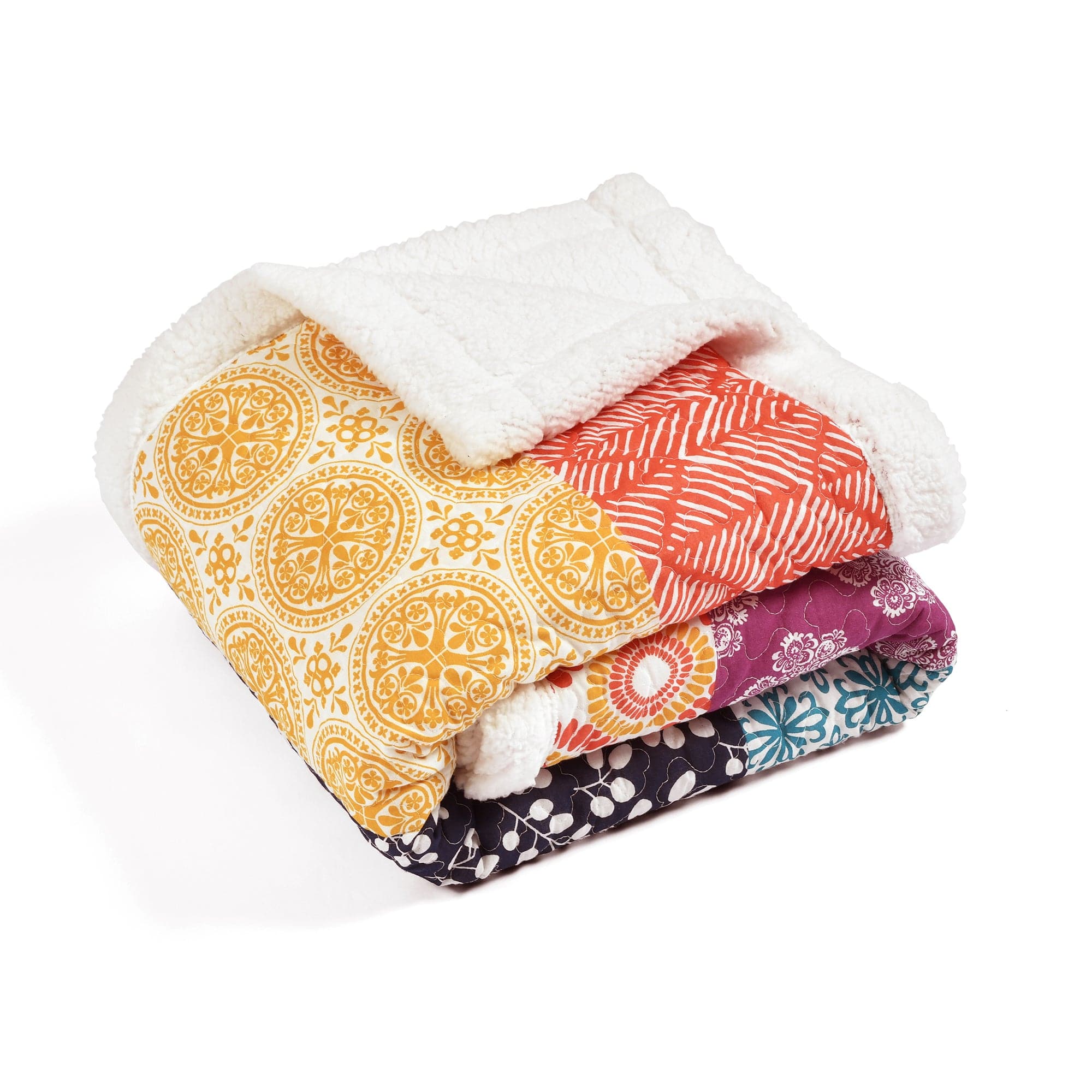 Bohemian Stripe Sherpa Throw Blanket - Soft & Cozy Flannel Plaid Pattern for Bed, Couch & Home Decor - Perfect for Winter, Camping & Gifts