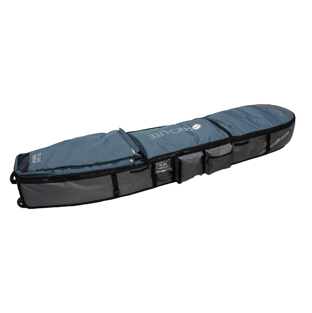 Premium Wheeled Longboard Travel Bag - Heavy Duty Coffin Style for 9'0 & 9'6 Surfboards (Fits 2-4 Boards) Navy/Gray - Perfect for Surf Trips & Air Travel Protection