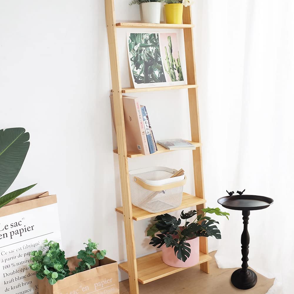 Small Round Accent Table - Farmhouse & Shabby Chic End Table for Living Room, Office, Bedroom - Bird Decor Side Table - Compact Black Coffee Table (Perfect for Small Spaces & Home Decor)