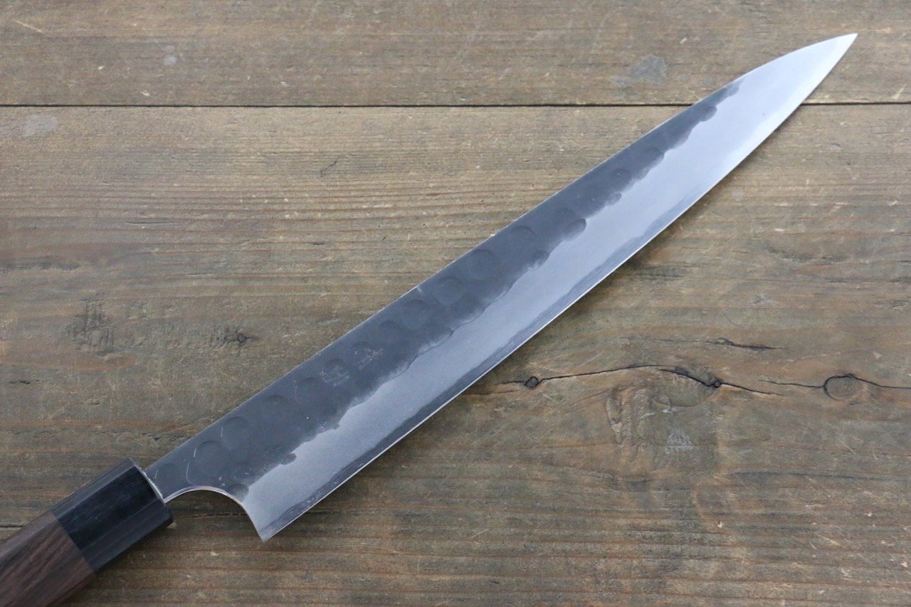 Premium Seisuke Blue Steel No.2 Hammered Kurouchi Yanagiba Sushi Knife 270mm with Exotic Shitan Handle - Perfect for Sushi Chefs & Japanese Cuisine Preparation