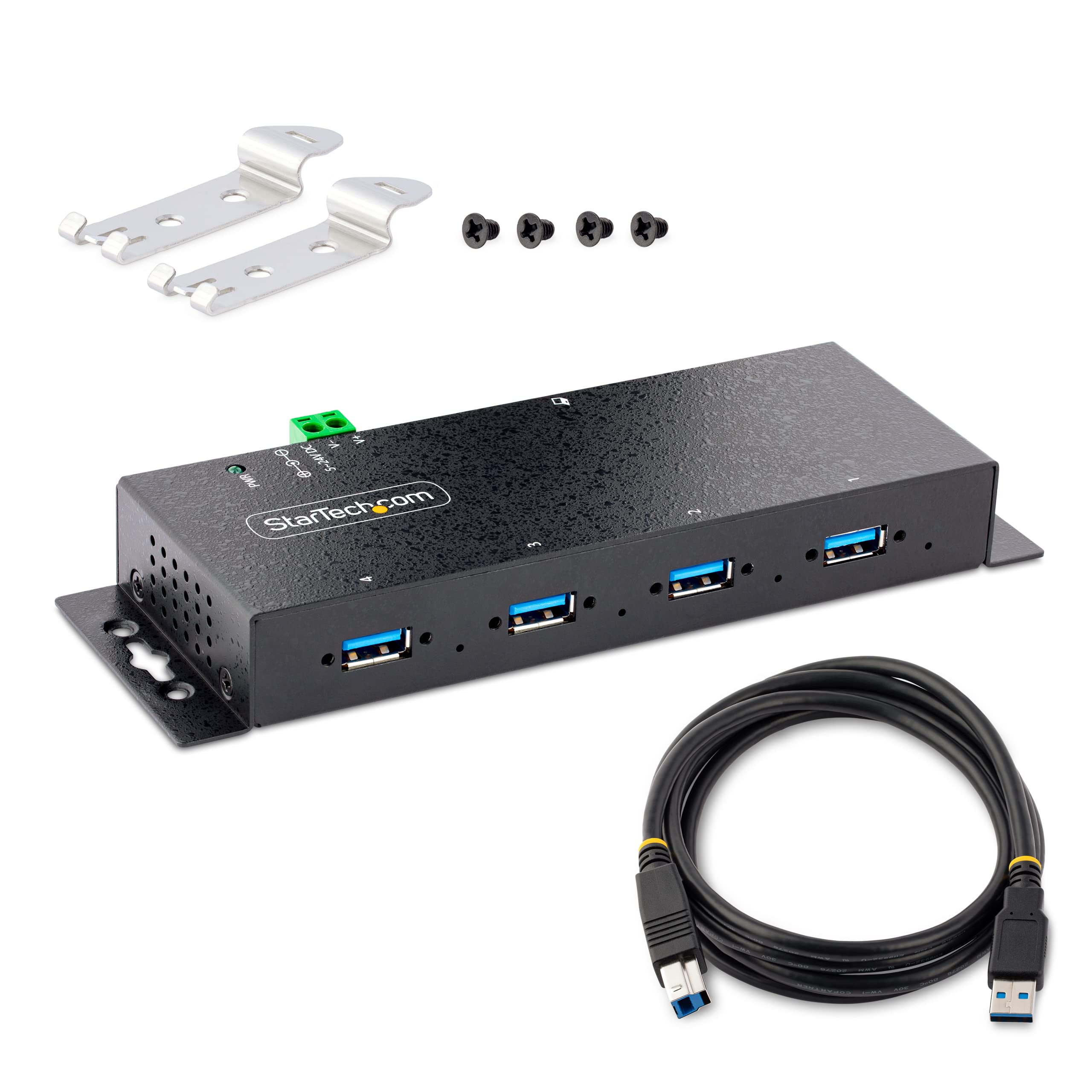 Industrial USB 3.0 Hub 4-Port - Rugged 5Gbps Hub with ESD Protection for Office & Workshop Use