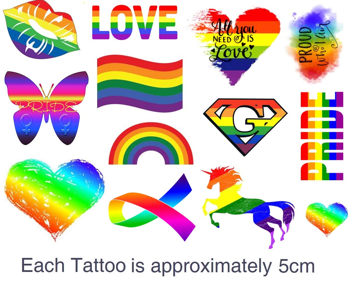 Rainbow Pride Temporary Tattoos - LGBTQ+ Flag Stickers for Pride Month, Gay Rights Events & Body Art - Waterproof & Long Lasting for Festivals, Parades & Self-Expression
