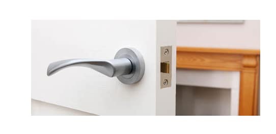 Jdel Interior Door Handle Set - Satin Nickel Passage Door Knob with 50mm Rosette for Bedroom, Bathroom & Closet Doors | Modern Home Hardware Upgrade